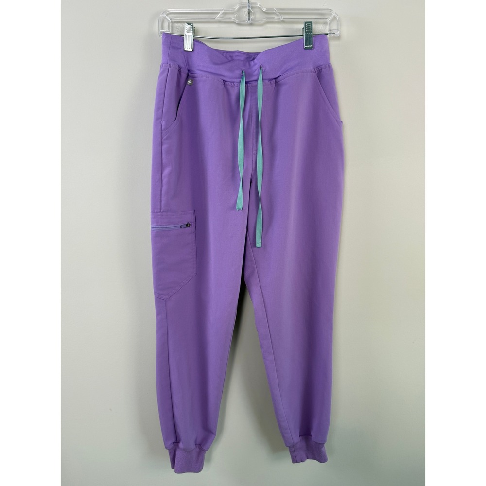 FIGS Zamora Jogger Scrub Pants Green Small High Waisted Lilac Dawn